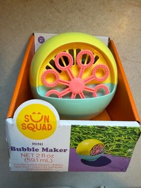 Sun Squad Mini Bubble Maker in Yellow, Teal & Pink